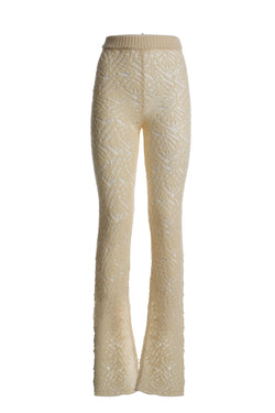 ZUCCHERINO IVORY CROCHET WOOL PANTS