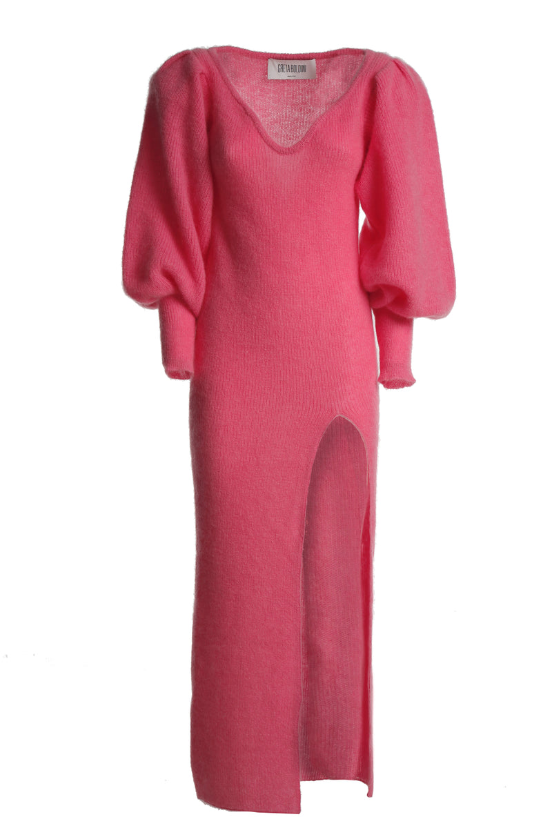 pink mohair dress Pink Mohair Dress Fuzzy Long Slouchy Turtleneck Mohair Dress Supertanya Premium Knitwear Ready to Ship Size L-XL